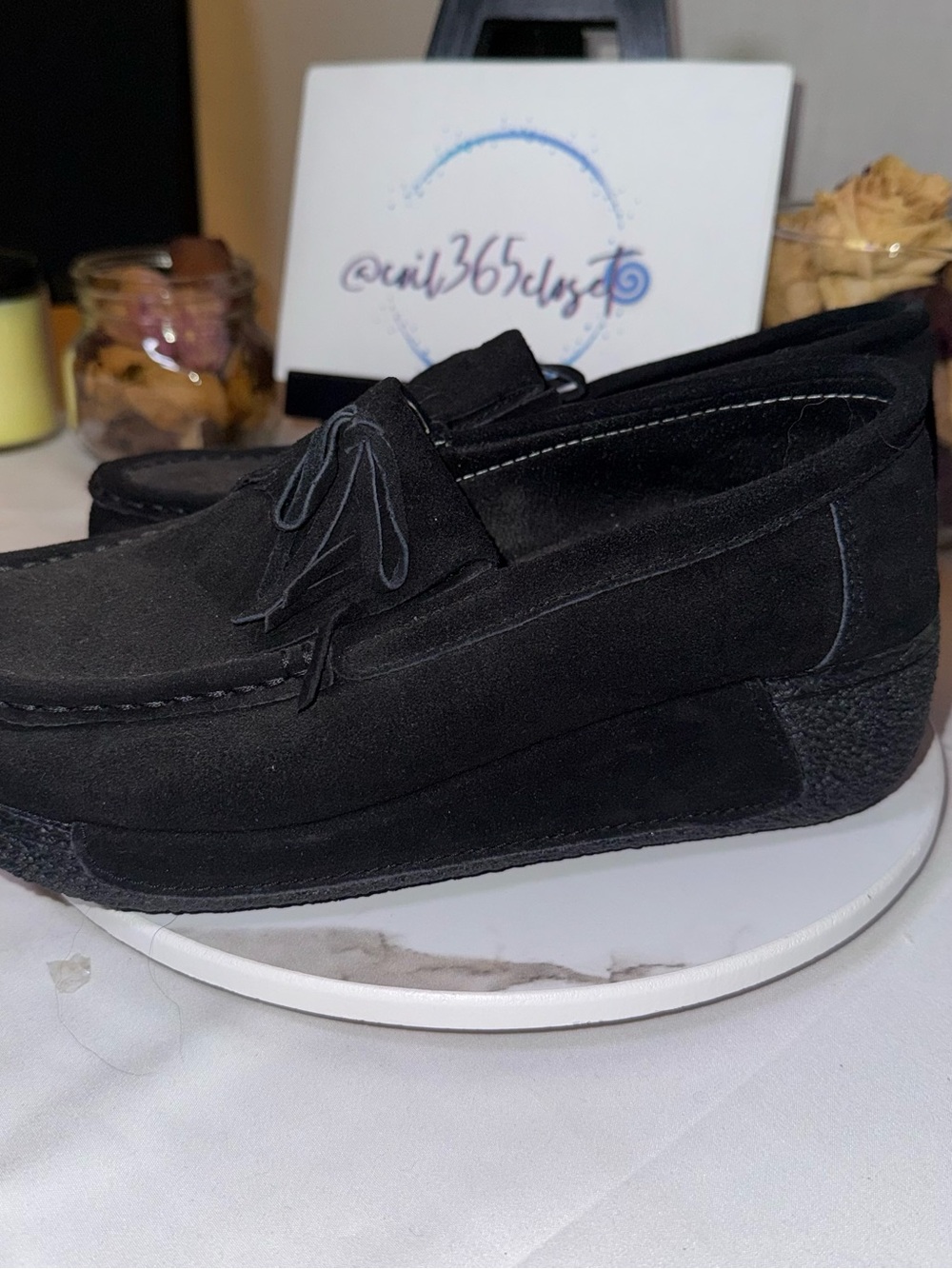 Women’s Black Suede Like Casual Loafers - Classic Slip-On Style - Picture 3 of 10